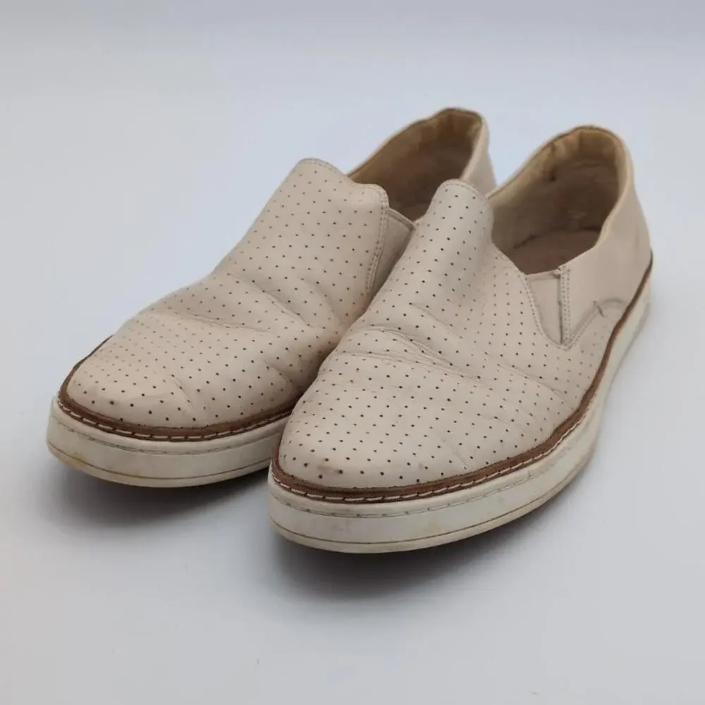 UGG Shoes Womens Size 11 Beige Keile Perforated Slip-On Leather Casual Flats